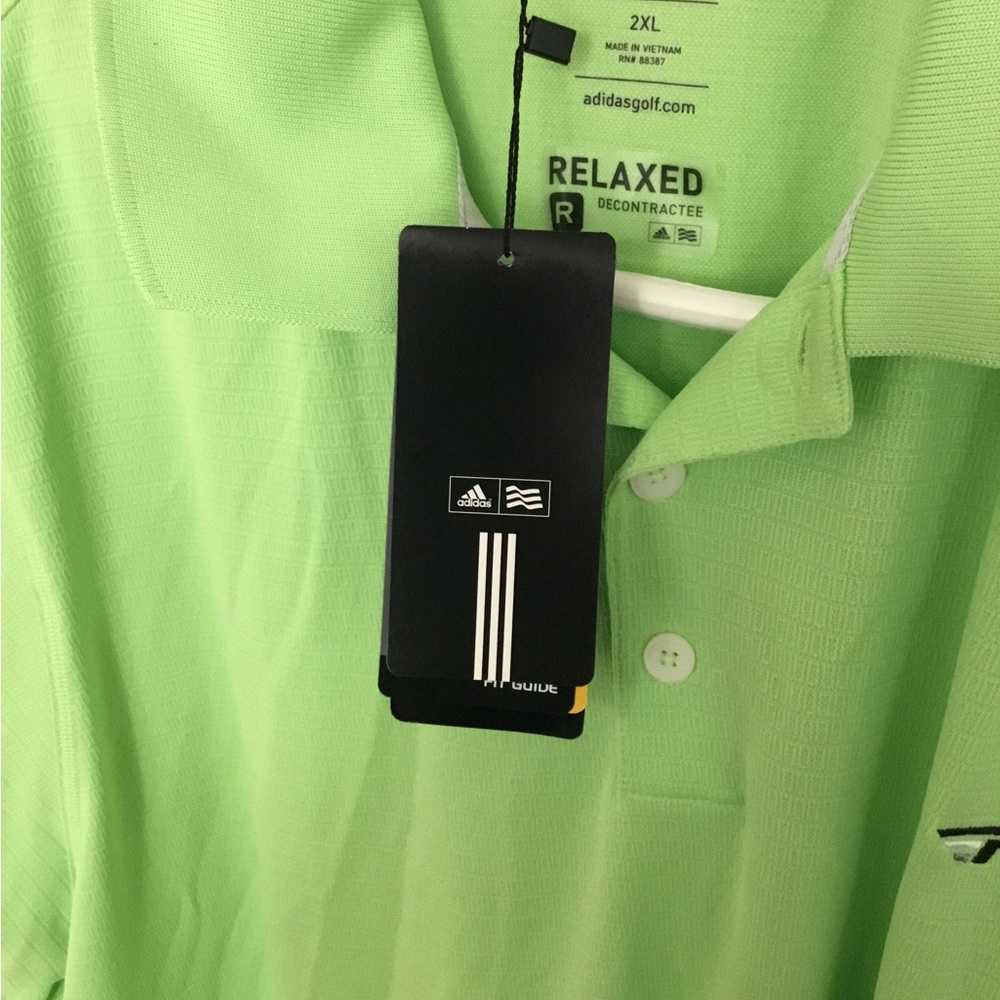 Light green Adidas climalite 100% polyester golf polo shirt size 2XL new with - Picture 2 of 7